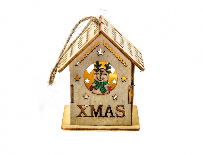 Casuta micuta din lemn care lumineaza cu ren [4]