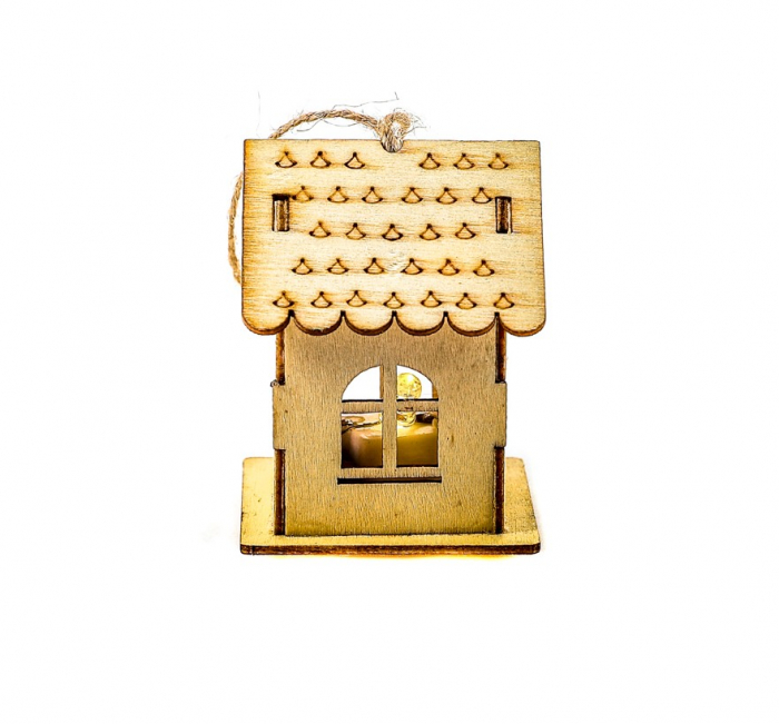 Casuta micuta din lemn care lumineaza cu ren [3]