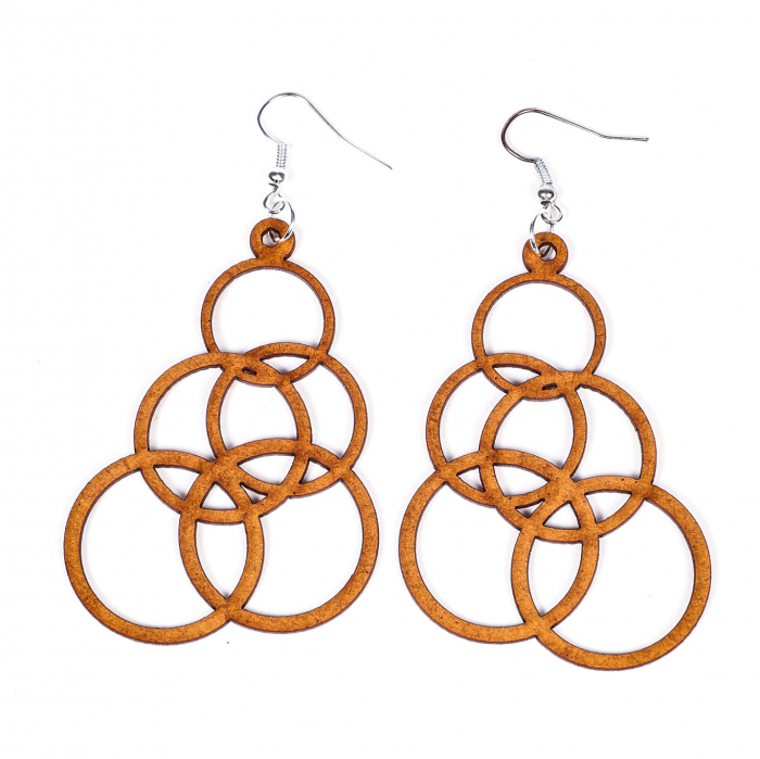 Cercei din lemn cu cercuri suprapuse [2]
