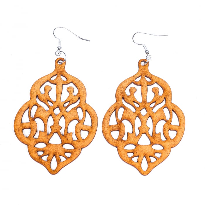 Cercei din lemn cu model complex [2]