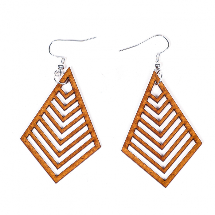 Cercei din lemn forma geometrica [2]