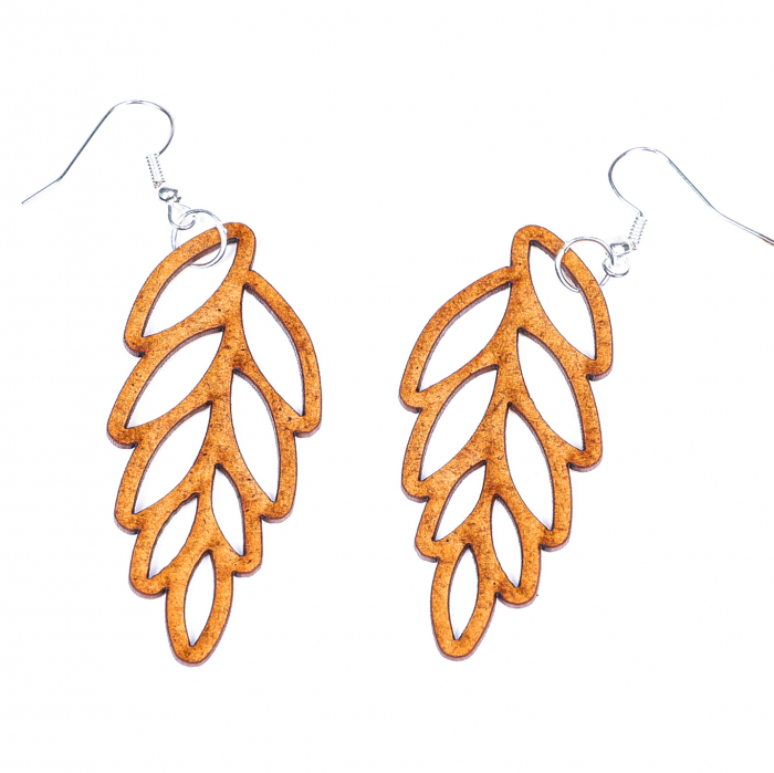 Cercei din lemn frunza de toamna [2]