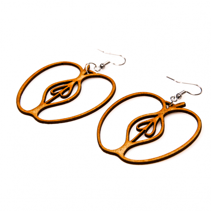 Cercei din lemn in forma de mar [2]