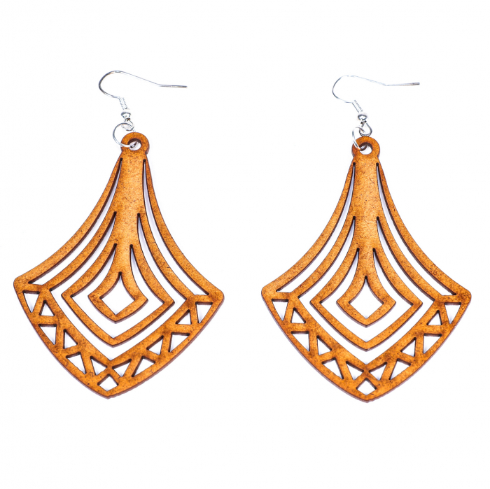 Cercei din lemn model cu triunghiuri [2]