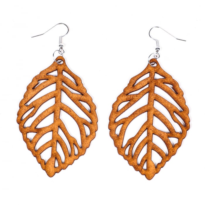 Cercei din lemn tip frunza groasa [2]
