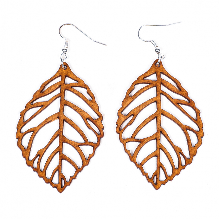 Cercei din lemn tip frunza subtire [2]