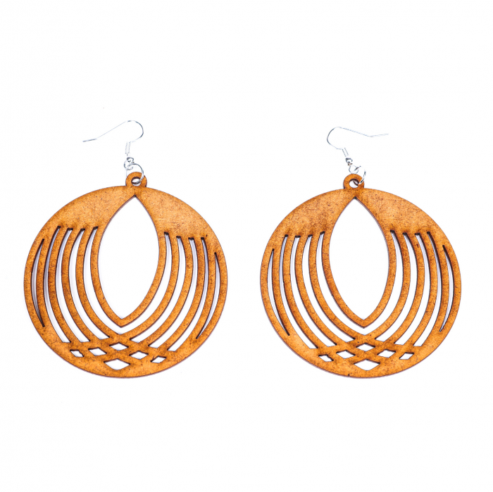 Cercei din lemn tip glob [2]