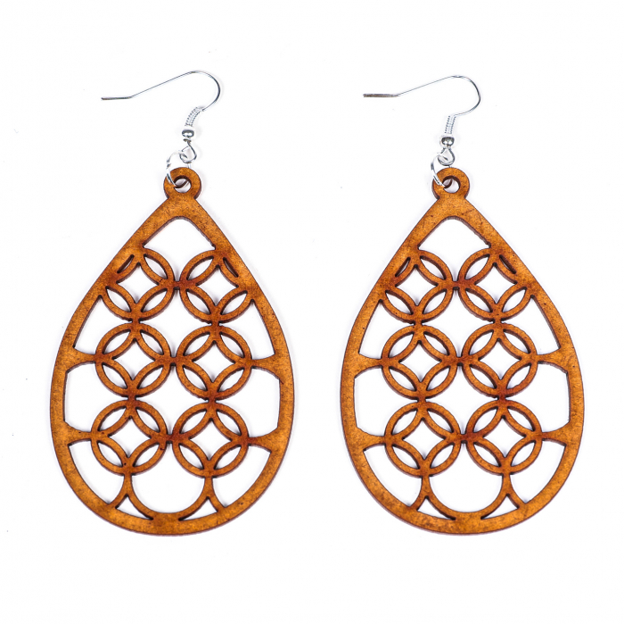 Cercei din lemn tip lacrima cu cercuri [2]