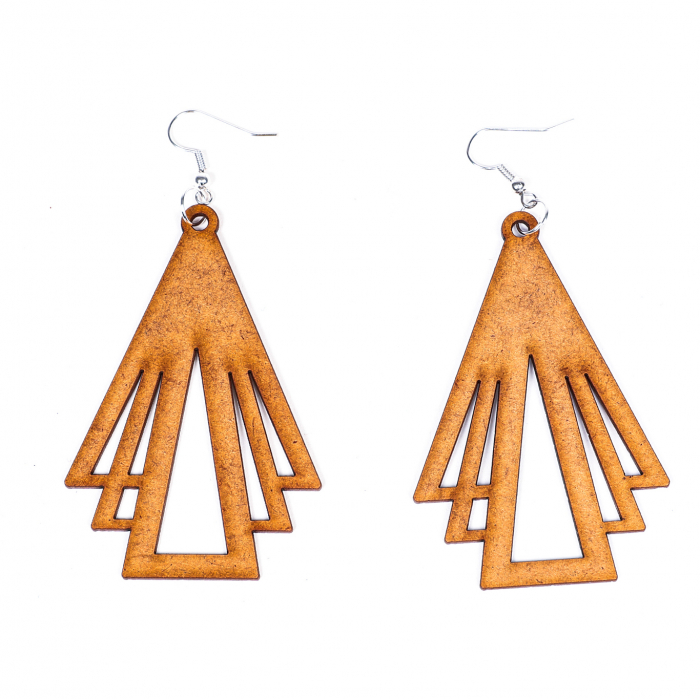 Cercei din lemn triunghi ascendent [2]