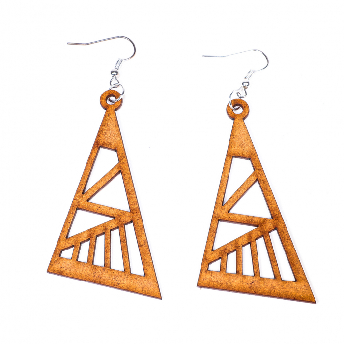 Cercei din lemn triunghiulari [2]