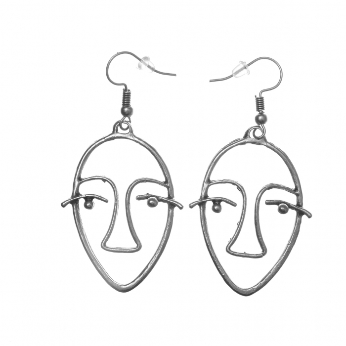 Cercei Zamac model Schita Abstracta a unei Fete [1]