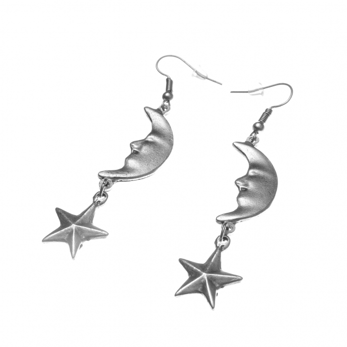 Cercei Zamac in Forma de Luna cu o Stea [2]