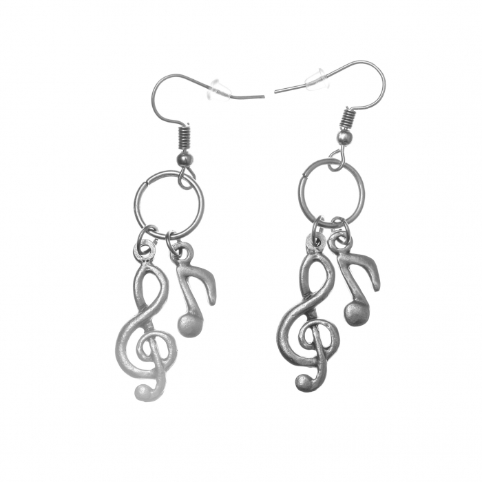 Cercei Zamac in Forma de Cheia Sol cu o Nota Muzica [1]