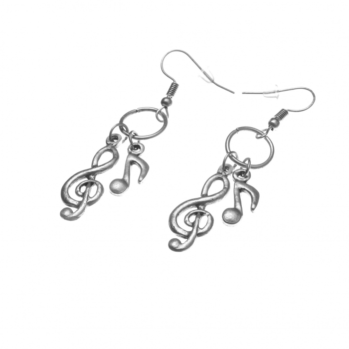 Cercei Zamac in Forma de Cheia Sol cu o Nota Muzica [2]