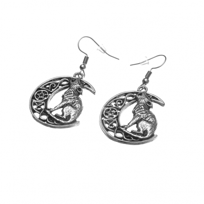 Cercei Zamac in Forma unei Luni cu un Lup [2]