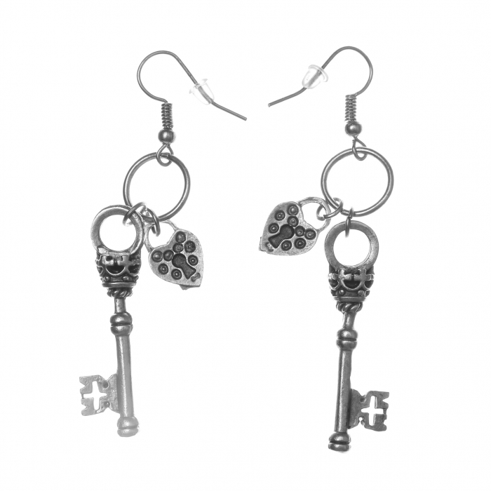 Cercei Zamac in Forma de Cheie cu Lacat [1]