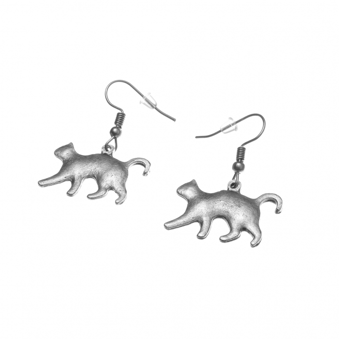 Cercei Zamac in Forma unei Pisici ce se  Plimba [2]