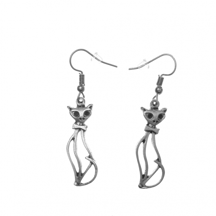 Cercei Zamac in Forma unei Pisici [1]