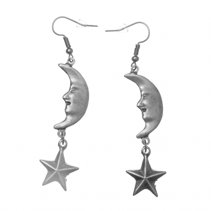 Cercei Zamac in Forma de Luna cu o Stea [1]