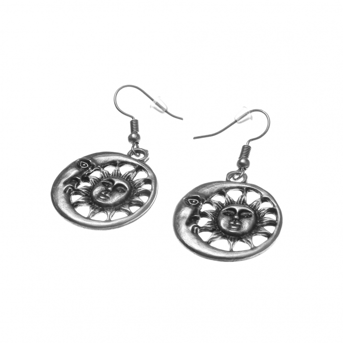 Cercei Zamac in forma de Luna si Soare [2]