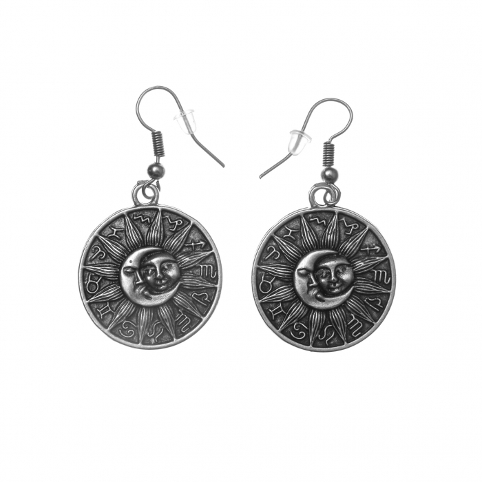 Cercei Zamac cu modele Zodiacale , Soare si Luna [1]
