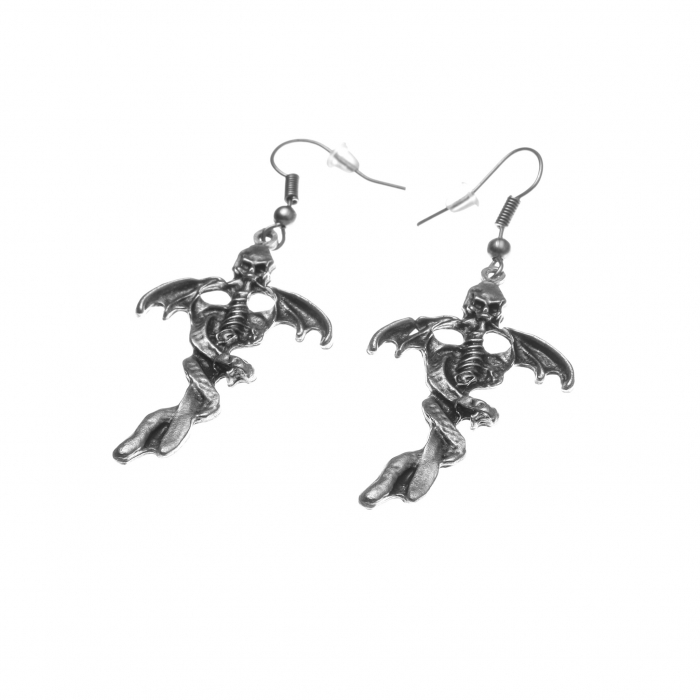 Cercei Zamac in Forma de Schelet cu Aripi si un Sarpe [2]