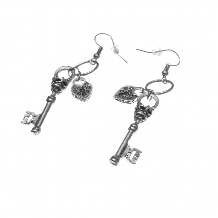 Cercei Zamac in Forma de Cheie cu Lacat [2]