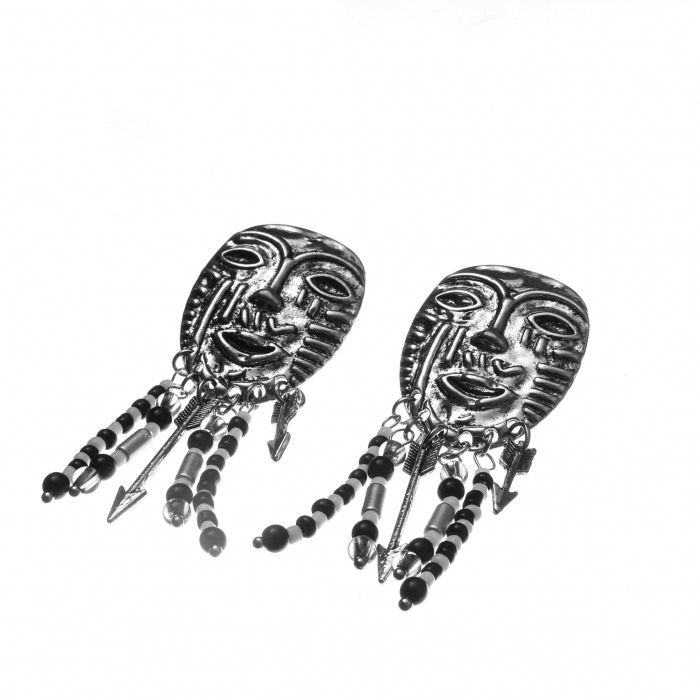 Cercei Zamac in Forma de  Masca Tribală Africană [2]