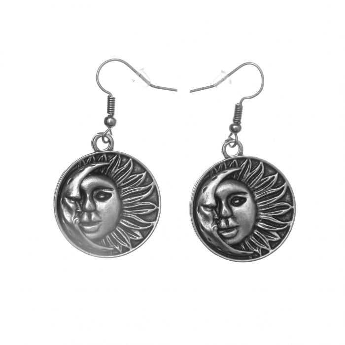 Cercei Zamac model cu Soare si Luna [1]