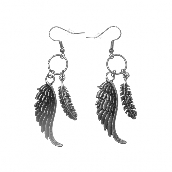 Cercei Zamac in Forma de Aripa cu o Pana [1]