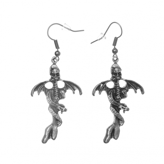 Cercei Zamac in Forma de Schelet cu Aripi si un Sarpe [1]