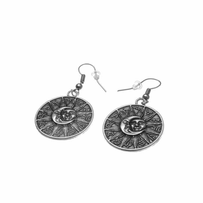 Cercei Zamac cu modele Zodiacale , Soare si Luna [2]