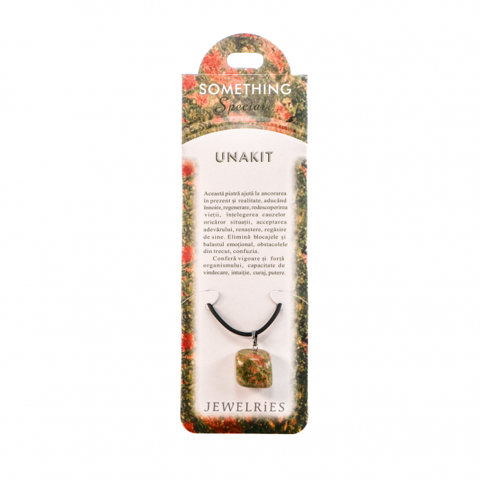 Colier cu piatra semipretioasa Unakit in forma cubica [1]