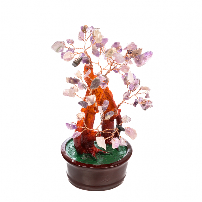 Copac Bonsai Feng Shui mare cu pietre semipretioase - Ametist [5]