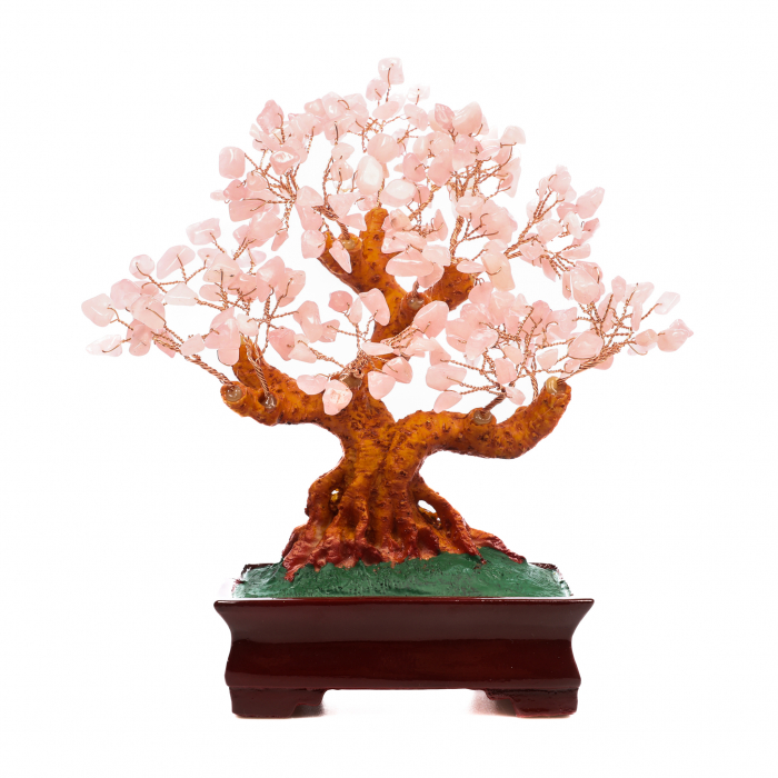 Copac Feng Shui foarte mare cu pietre semipretioase - Cuart roz [3]