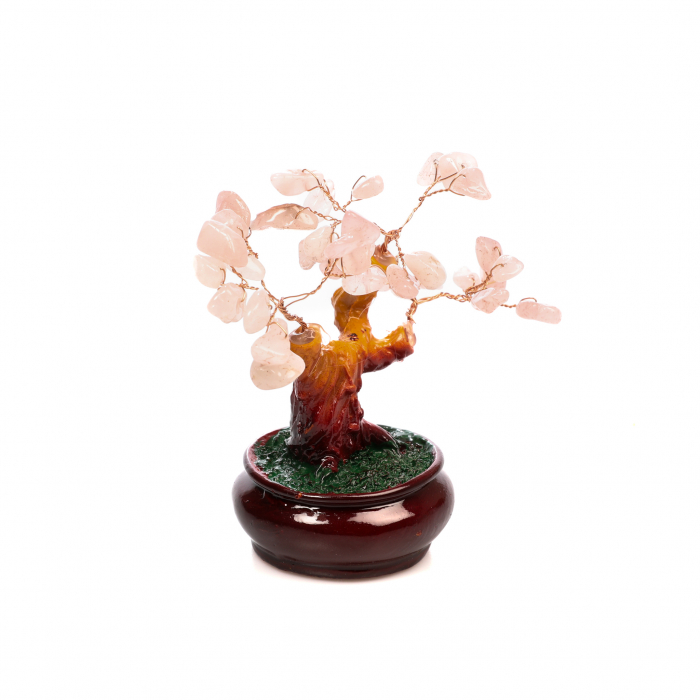 Copac Bonsai Feng Shui mediu cu pietre semipretioase - Cuart roz [6]