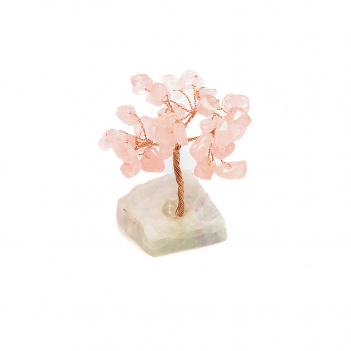 Copac Feng Shui cu baza de Fluorit si pietre semipretioase - Cuart Roz [2]