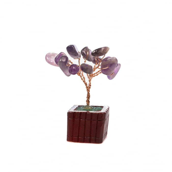 Copac Feng Shui foarte mic cu pietre semipretioase - Ametist [2]