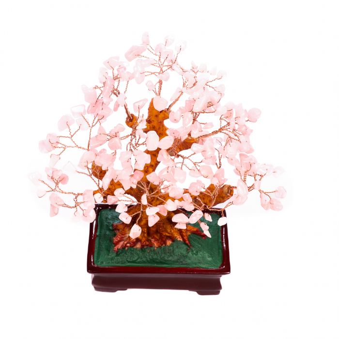 Copac Feng Shui foarte mare cu pietre semipretioase - Cuart roz [5]