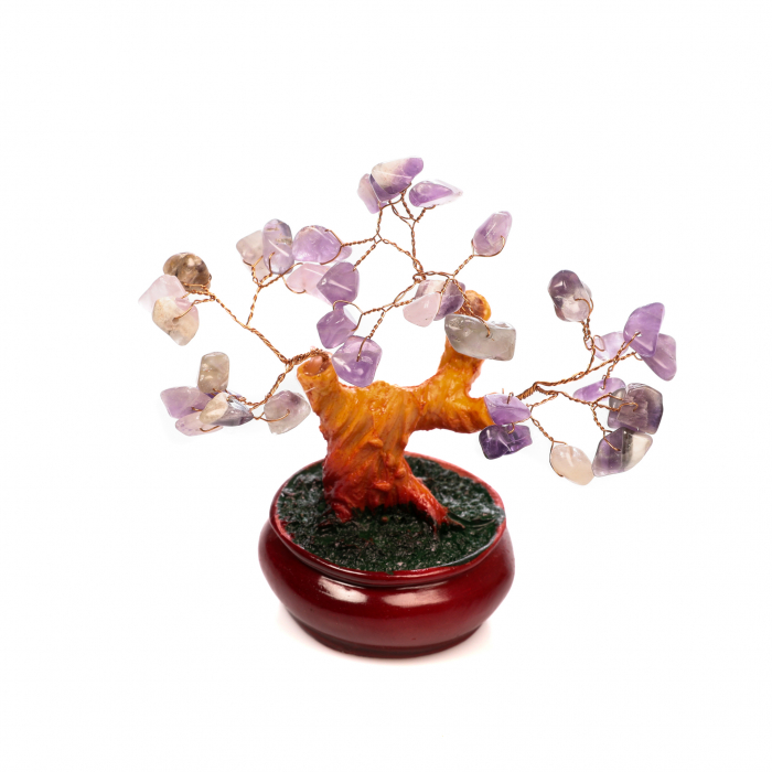 Copac Bonsai Feng Shui mediu cu pietre semipretioase - Ametist [3]