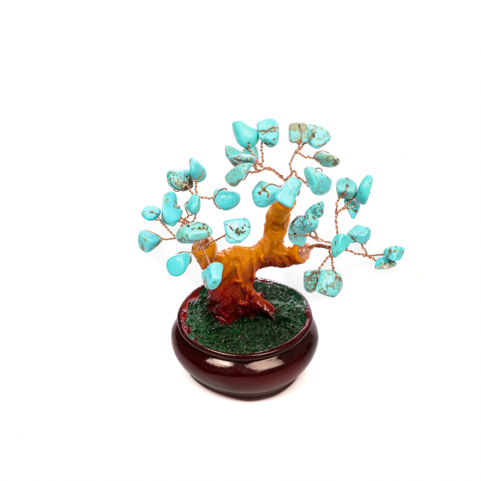 Copac Bonsai Feng Shui mediu cu pietre semipretioase - turcoaz Peruzea [5]