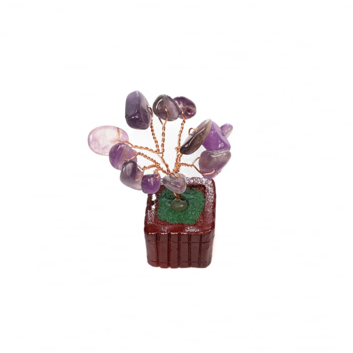 Copac Feng Shui foarte mic cu pietre semipretioase - Ametist [4]