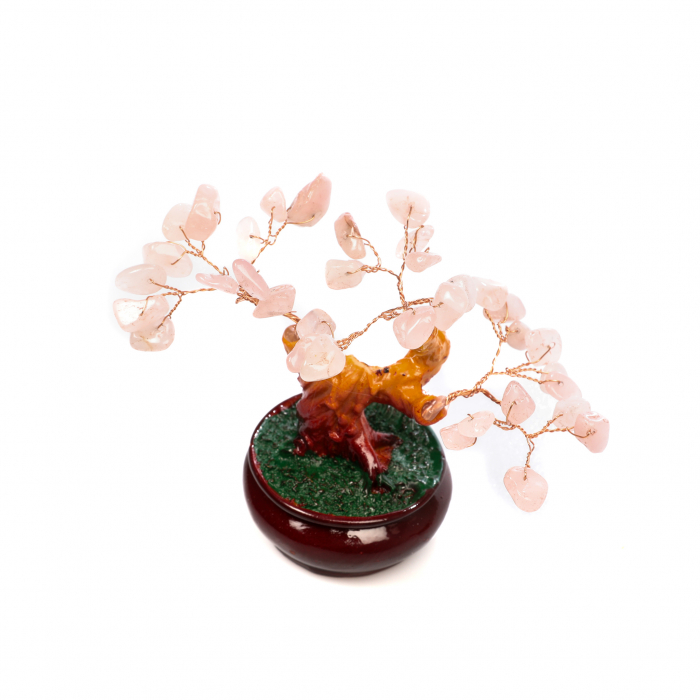 Copac Bonsai Feng Shui mediu cu pietre semipretioase - Cuart roz [4]