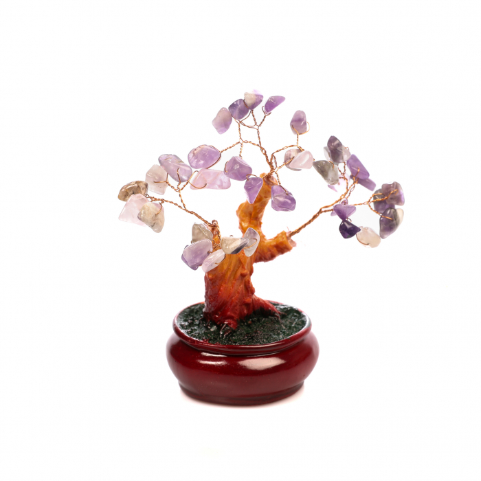 Copac Bonsai Feng Shui mediu cu pietre semipretioase - Ametist [6]
