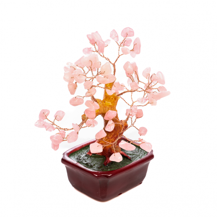Copac Bonsai Feng Shui mare cu pietre semipretioase - Cuart roz [5]