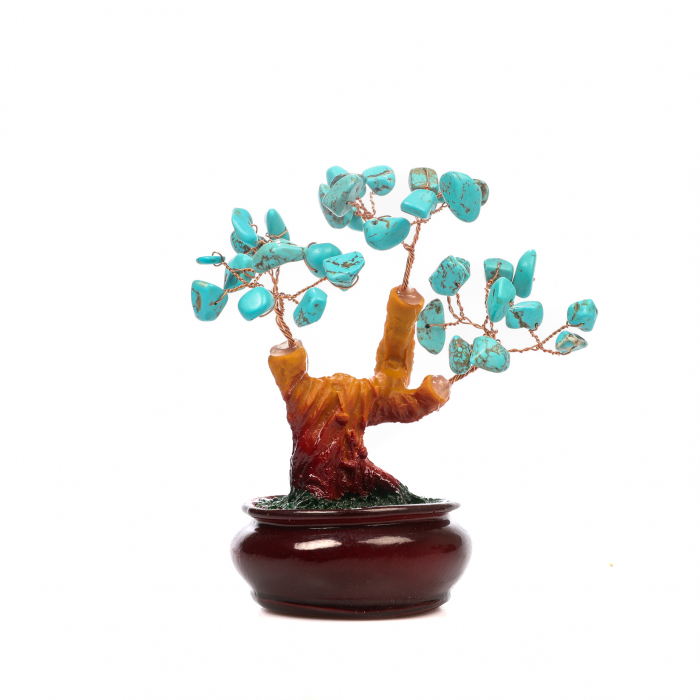 Copac Bonsai Feng Shui mediu cu pietre semipretioase - turcoaz Peruzea [2]