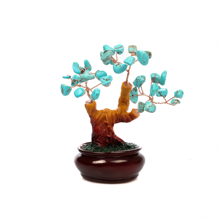 Copac Bonsai Feng Shui mediu cu pietre semipretioase - turcoaz Peruzea [4]