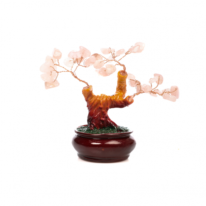 Copac Bonsai Feng Shui mediu cu pietre semipretioase - Cuart roz [2]