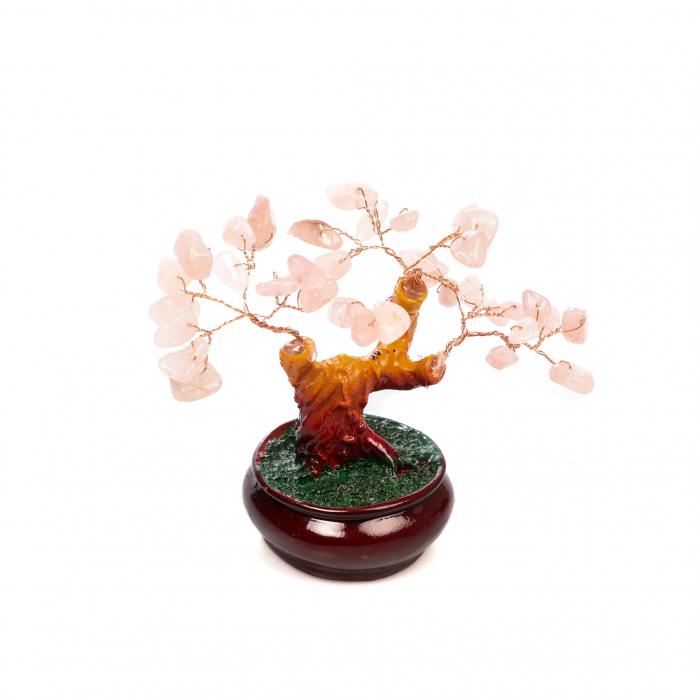 Copac Bonsai Feng Shui mediu cu pietre semipretioase - Cuart roz [3]