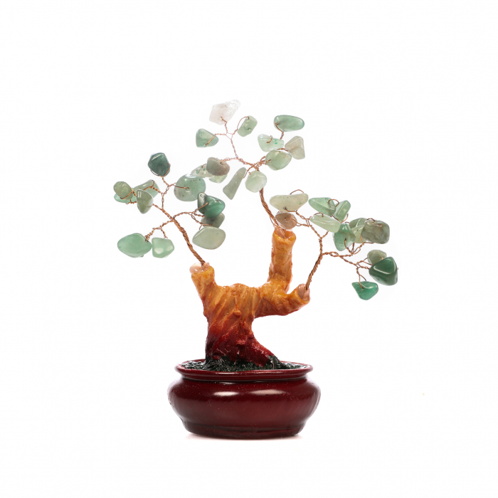 Copac Bonsai Feng Shui mediu cu pietre semipretioase - Aventurin Verde [2]
